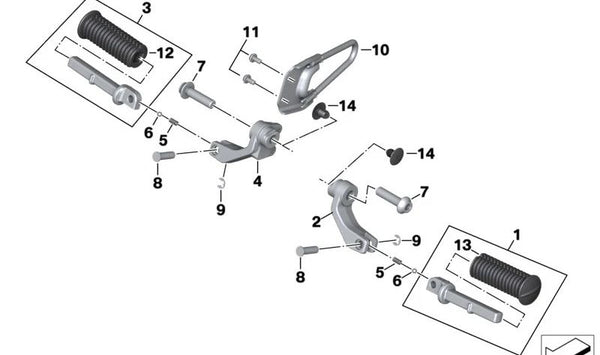 Reposapiés trasero izquierdo OEM 46719444651 para motos BMW R 18, R 18 Classic, R 18 Roctane. Original BMW Motorrad.