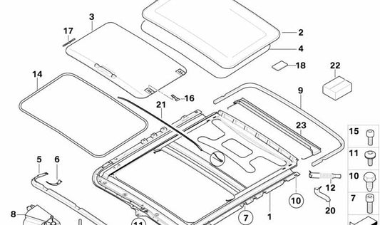 OEM 54137023495 sliding roof lid for BMW E46. Original BMW piece.