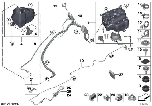 Clip for BMW 5 Series G31, G31N 6 Series G32, G32N (OEM 16117428319). Genuine BMW
