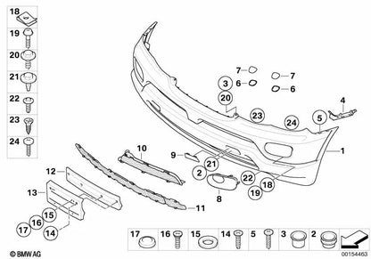 Cubierta faro antiniebla imprimada izq. para BMW E53 (OEM 51117129299). Original BMW