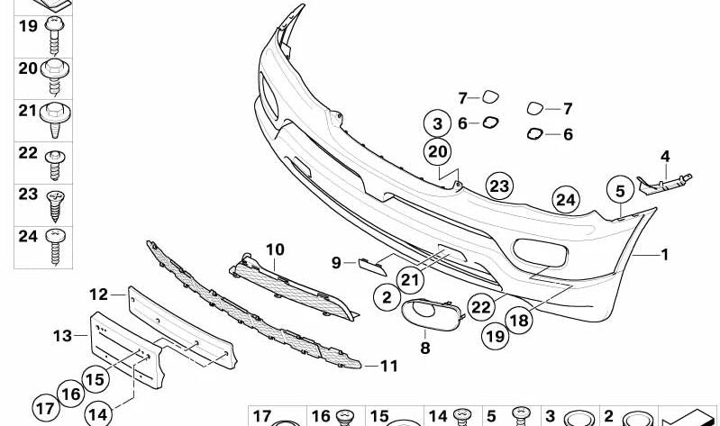 Embellecedor de faro antiniebla derecho imprimado OEM 51117129300 para BMW X5 E53. Original BMW.