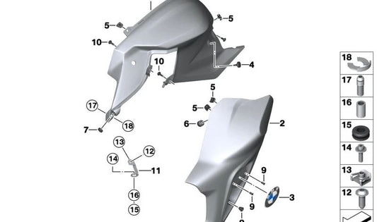 Revestimiento inferior derecho OEM 46638530208 para BMW Motorrad F 800 R (K73). Original BMW Motorrad.