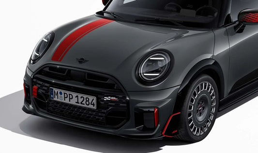 Lámina adhesiva para capó JCW Chili Red OEM 51145B4EAB0 para MINI F65, F66, F67 Cooper C, Cooper S… y más. Original MINI.