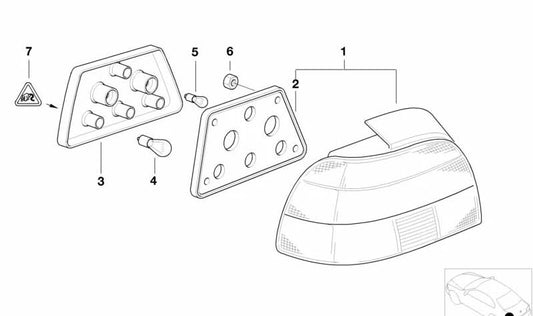Piloto trasero derecho OEM 63218363558 para BMW E39. Recambio original BMW.