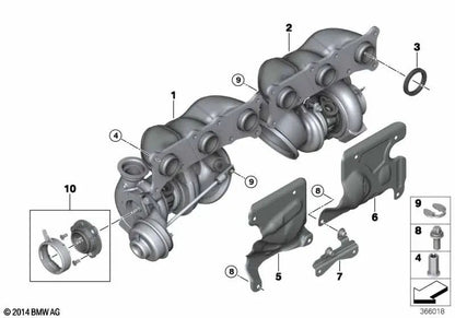 Plaqueta de protección térmica del turbocompresor de escape para BMW E82, E88, E90, E91, E92, E93, E60N, E61N, F01, F02, E71, E89 (OEM 11797558904). Original BMW