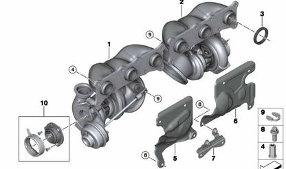 Protector térmico del turbo OEM 11797558905 para BMW E82, E88, E90, E91, E92, E93, E60, E61, F01, F02, E71, E89 con motor N54. Pieza original BMW.