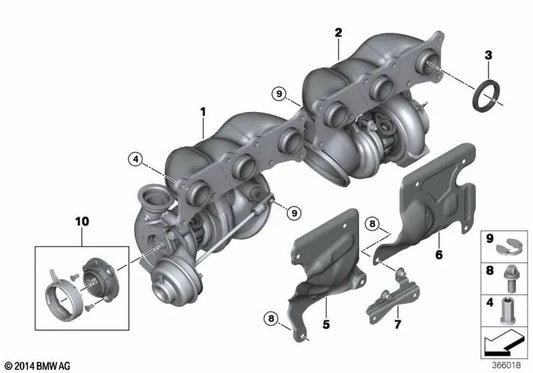 Retaining plate for BMW E82, E88, E90, E91, E92, E93, E60N, E61N, F01, F02, E71, E89 (OEM 11797559056). Original BMW.