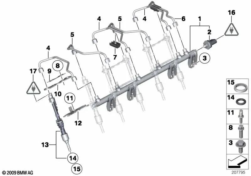 Injector Holder for BMW E82, E88, E90N, E91N, E92N, E93N, F07, F10, F11, F12, E84, E70N, E71 (OEM 13537568663). Original BMW