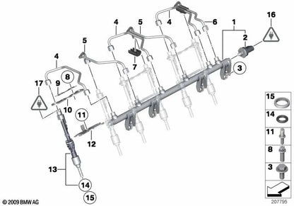 Injector Holder for BMW E82, E88, E90N, E91N, E92N, E93N, F07, F10, F11, F12, E84, E70N, E71 (OEM 13537568663). Original BMW