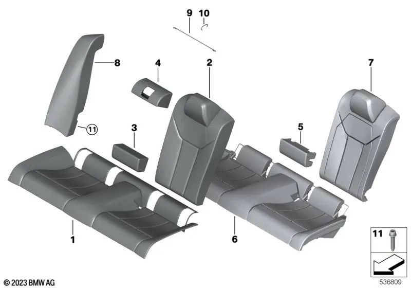 Right synthetic leather side panel for BMW 4 Series G22 (OEM 52209476024). Original BMW.