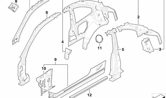 Refuerzo soporte parabrisas delantero derecho OEM 41217177682 para BMW Serie 1 E81 (modelos 116d, 116i). Pieza original BMW.