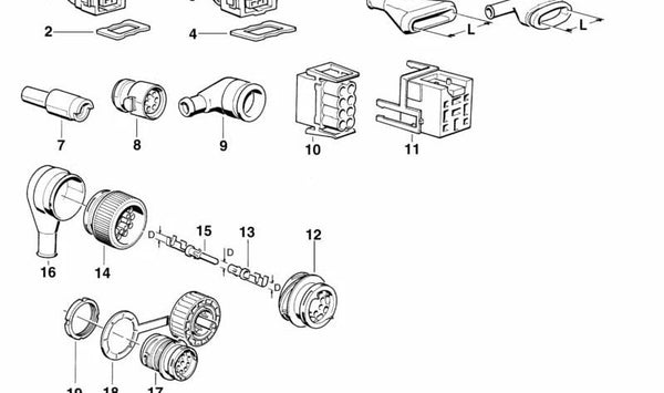 Conector eléctrico OEM 61131373239 para BMW E30, E34, E24, E32. Original BMW.