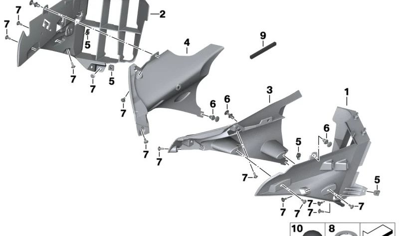 Toma de aire derecha OEM 46638394446 para BMW Motorrad R 1250 RT (RK52). Pieza original BMW Motorrad.