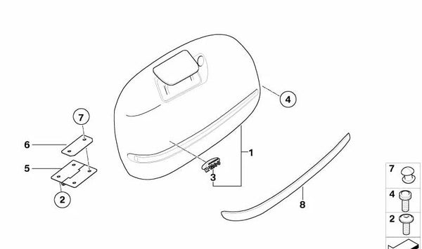 Moldura cromada derecha OEM 46547669330 para BMW Motorrad R 1200 CL (RK30) de 2002 a 2004. Recambio original BMW Motorrad.