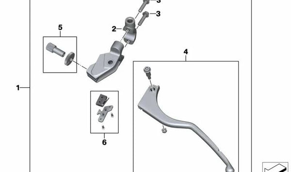 Juego de maneta de embrague ajustable OEM 32728396913 para BMW Motorrad G 310 GS (GK02) y G 310 R (GK03). Compatible con modelos desde 2016 hasta 2026. Original BMW Motorrad.