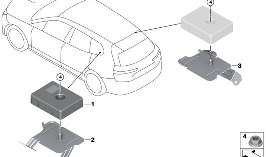 OEM 65208706262 Left Antenna Box Bracket for BMW i20. Fits all i20 series models. Original BMW.