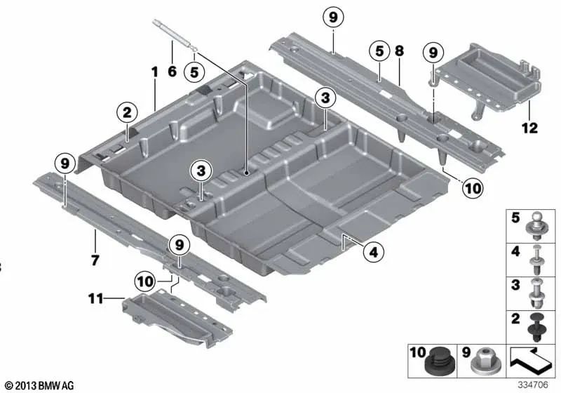 Prise en charge des étagères droite pour la série BMW 5 F11 (OEM 51479168510). BMW d'origine.
