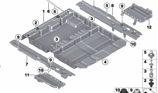 Tapa lateral izquierda maletero OEM 51479168495 para BMW Serie 5 F11 (518d, 520d) de 2013 a 2017. Pieza original BMW.