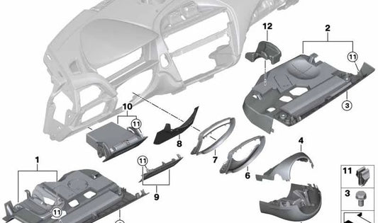 Côté conducteur du compartiment de pliage pour BMW F20, F21, F22, F23, F87 (OEM 51459236585). BMW d'origine