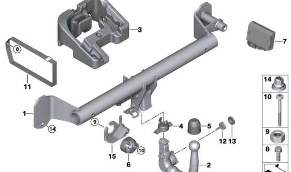 Tapa de protección para bola de remolque OEM 71606875979 para BMW F40, F44. Original BMW