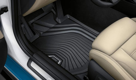 Alfombrillas delanteras todo clima OEM 51475A43444 para BMW i3 G28, i4 G26... y más. Original BMW.