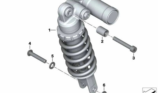 Muelle-amortiguador trasero OEM 33548548828 para motos BMW S 1000 RR (K46). Original BMW Motorrad.