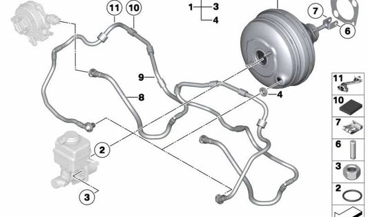 Tubo de vacío OEM 11667591540 para BMW F07, F10, F11. Original BMW.