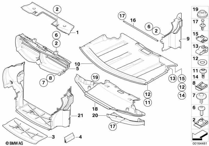 Proteção do compartimento do motor dianteiro para BMW E63, E63N, E64, E64N (OEM 51757009723). BMW original