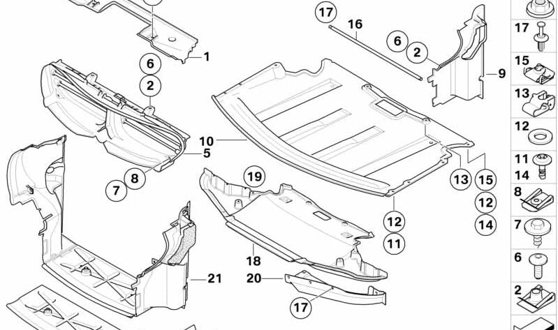 Conducto de aire delantero izquierdo OEM 51747898209 para BMW E63, E64. Original BMW.