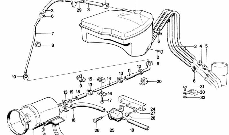 Válvula de ventilación OEM 16131177389 para BMW E24. Original BMW.