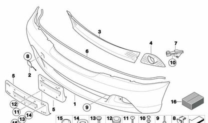 Rejilla central parachoques OEM 51117065469 para BMW E46 {316Ci, 318Ci} (modelos con motor N40/N42, cambio manual y automático). Original BMW.