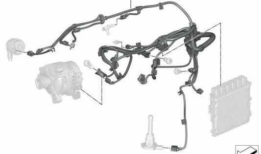 Sensory Engine Wiring Harness for BMW G42 2 Series, G20, G20N 3 Series, G23, G26 4 Series, G29 Z4 (OEM 12518664886). Original BMW
