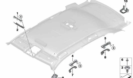 Tapa embellecedora bisagra derecha OEM 51447936780 para BMW X3 G01, G01N, G08, G08F, G08N. Color blanco marfil. Original BMW.