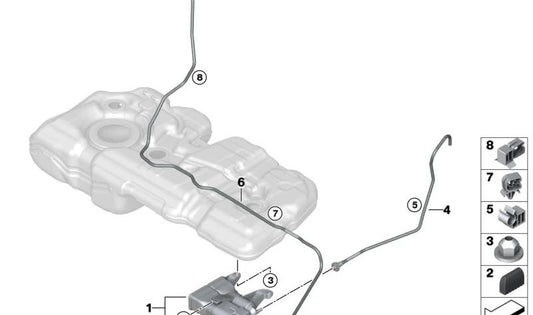 Tubo de ventilação operacional para BMW U06, U11, U10, Mini U25 (OEM 16118742476). BMW original