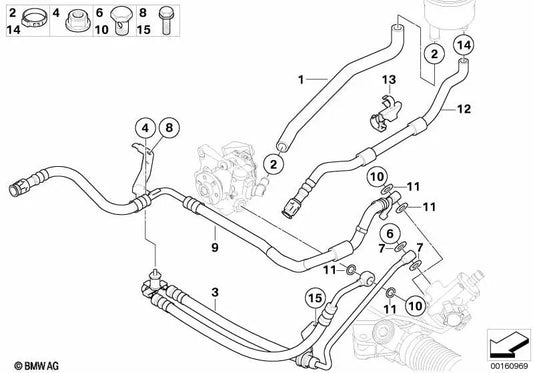 Saugleitung para BMW E60N, E61N, E63N, E64N (OEM 32416774187). BMW original