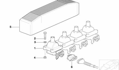 OEM Ignition Coil 12137599218 for BMW (E30, E36, E34, E32, E38, E31). Genuine BMW.