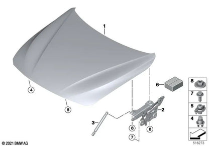 Assorbitore di shock a gas per cappuccio anteriore per BMW Serie 1 F20, F21, Serie 2 F22, F23, F87, Serie 3 F30, F31, F34, F35, Serie 4 F32, F33, F36 (OEM 51237239233). BMW originale.