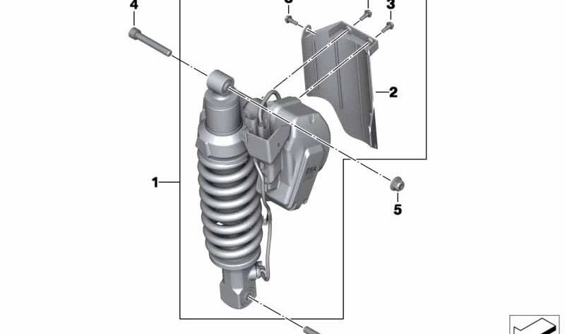 Muelle-amortiguador trasero OEM 33537728948 para motos BMW R 1200 GS, R 1200 GS Adventure. Original BMW Motorrad.