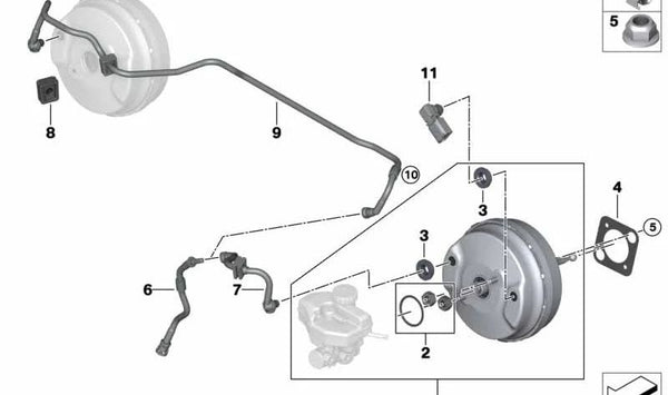 Kit de reparación del servofreno OEM 34338092746 para BMW F90, G30, G31, G32, G12. Original BMW.