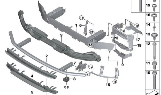 Barra estabilizadora trasera izquierda OEM 51119463995 para BMW Serie 5 G60, G61 y Serie 7 G70. Repuesto original BMW.