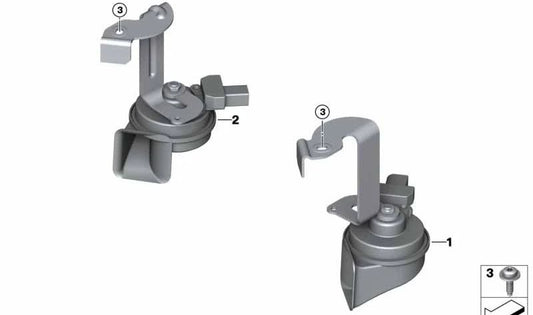 Bocina electrónica aguda OEM 61337933222 para BMW F40, F44. Repuesto original BMW.