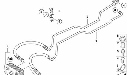 Tubo de refrigeración de aceite de transmisión OEM 17223452397 para BMW E83. Original BMW.
