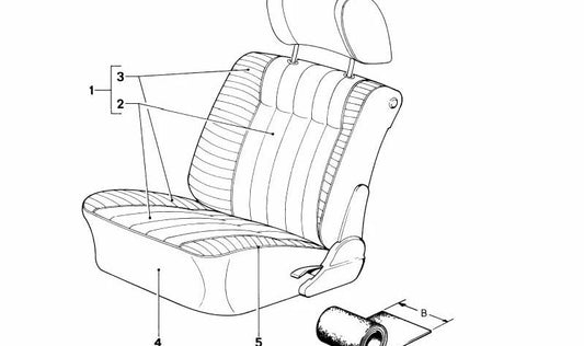Couro sintético liso para BMW Série 3 E21, Série 5 E12, Série 6 E24, Série 7 E23 (OEM 51927659226). BMW original