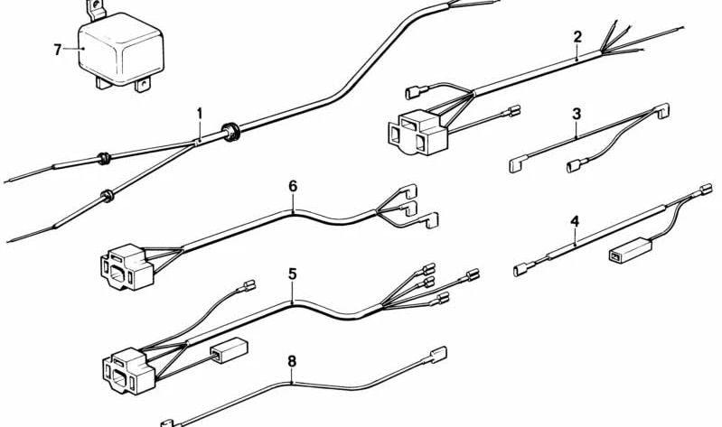 Cableado de faro OEM 61121358177 para BMW Motorrad R 100, R 100/7, R 100 CS, R 100 RT, R 100 S {modelos R247}. Original BMW.