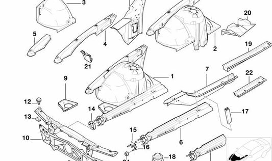 Verstärkung linke Motorstütze OEM 41118205021 für BMW E39, E38. Original BMW.