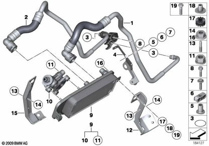 Oil Cooler Return Pipe for BMW F01, F02 (OEM 17227584008). Original BMW