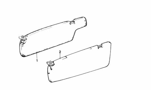 Parasoles delantero izquierdo (color antracita) OEM 51161917887 para BMW E23. Pieza original BMW.