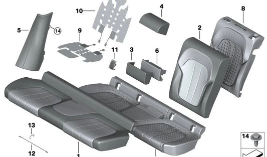 Funda de asiento confort de cuero OEM 52208493601 color coñac para BMW X6 {G06: xDrive30i, xDrive30d, xDrive40i, 40d, M60i xDrive}. Original BMW.