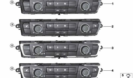 Serie di pannelli di controllo del condizionatore d'aria BMW F20, F21 (OEM 64119384041). BMW originale.