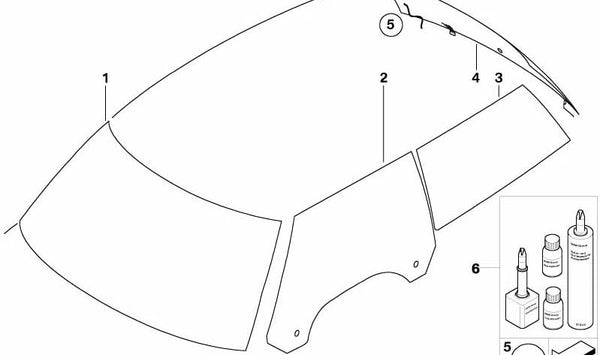 Cristal trasero verde con antena OEM 51317333697 para MINI R56 LCI (Cooper S JCW, JCW) 11/2011-11/2013. Original MINI.